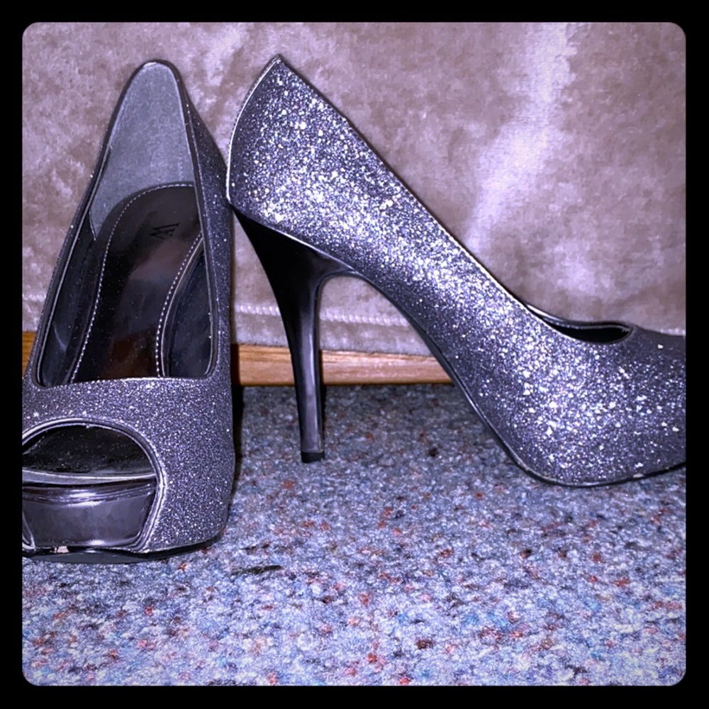 Silver sparkly high heels